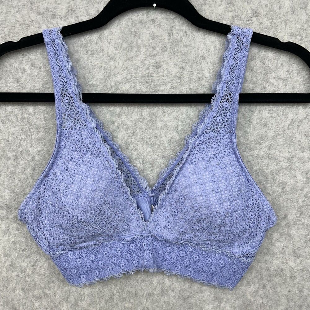 Ambrielle Womens Light Blue Lace Bralette Size Medium Padded